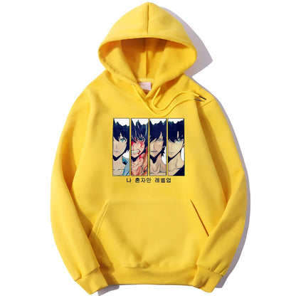 Solo Leveling Hoodie for Men and Women. This fleece pullover is perfect for fall and winter, a must-have for manga fans.