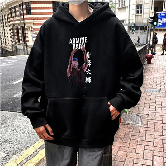 Sudaderas con capucha de Anime japonés Kuroko No Basket Touou Academy Aomine Daiki para mujer, sudadera de moda de baloncesto de dibujos animados de Kuroko Harajuku