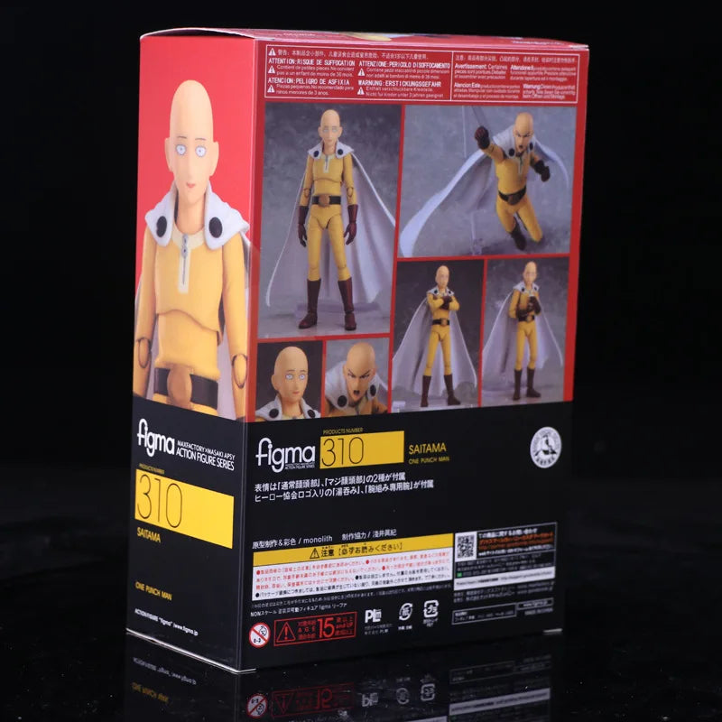 16cm Figma 310 ONE PUNCH MAN Figure | Saitama (One Punch Man) PVC figure, articulated model with interchangeable parts. A detailed collectible, ideal for anime fans and collectors