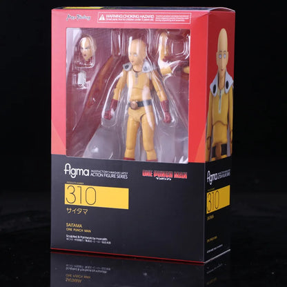 16cm Figma 310 ONE PUNCH MAN Figure | Saitama (One Punch Man) PVC figure, articulated model with interchangeable parts. A detailed collectible, ideal for anime fans and collectors