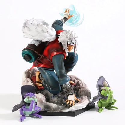 20cm Figurine Collector | Jiraiya avec Shima et Fukasaku modèle détaillé du Sannin légendaire et de ses deux compagnons crapauds. Parfait pour les fans de Naruto et les collectionneurs