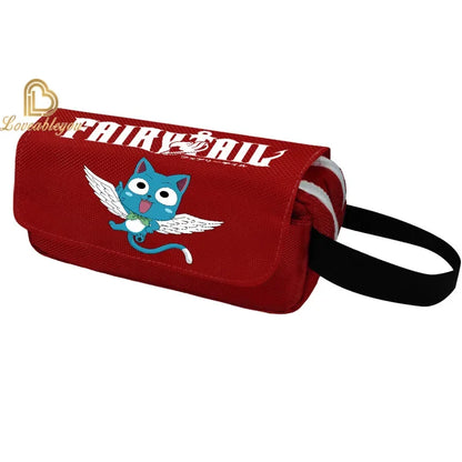 Fairy Tail Large Capacity Pencil Case Canvas School Pen Case Zipper Double Layered Supplies Box Pouch Stationery Toys Gift