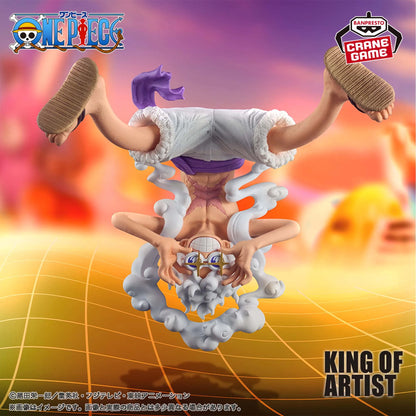 Figura de una pieza BANDAI BANPRESTO de 15 cm | Figura Banpresto de PVC de Luffy en modo Gear 5, edición King of Artist. Ideal para fanáticos y coleccionistas del anime.