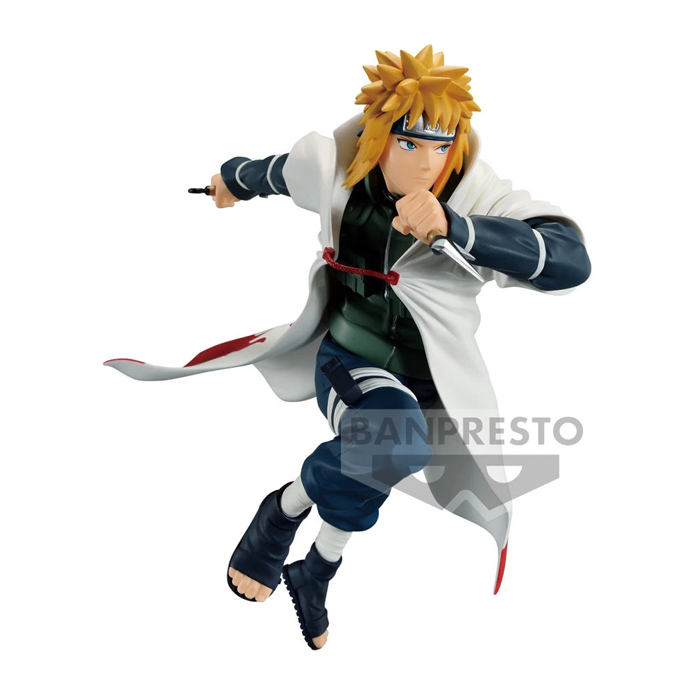 Figura Bandai Banpresto de 18 cm (Edición Vibration Stars) Naruto | Modelo de acción en PVC de Namikaze Minato, disponible en stock. Perfecto para coleccionistas y fanáticos del anime, ideal como regalo para niños.