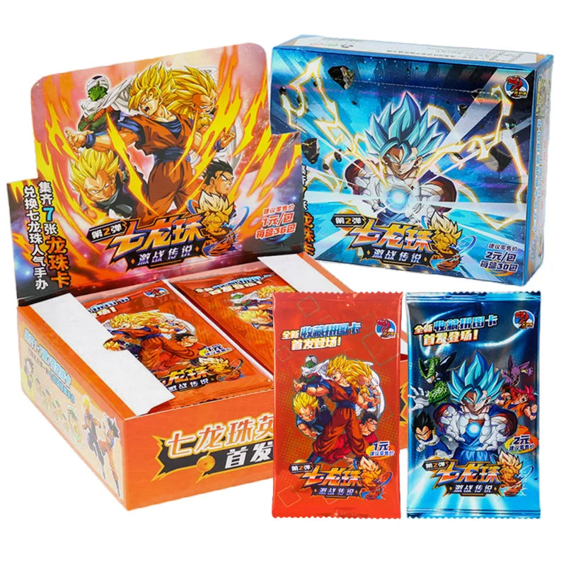 Boîtes de Cartes de Collection Dragon Ball avec Goku, Vegeta et les Saiyans. Cartes brillantes idéal pour les batailles. Un cadeau idéal pour les enfants et les fans de l'anime !