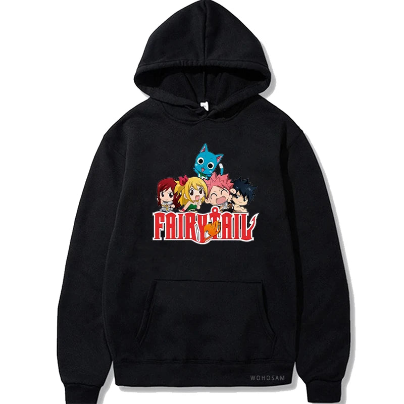 Fairy Tail Japan Anime Harajuku Hoodies Winter Casual Pullover Happy/Natsu Dragneel/Gray Fullbuster Manga Long Sleeve Sweatshirt