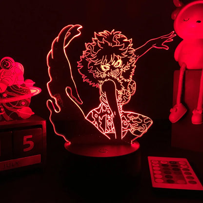 Lampe de chevet 3D LED avec figurine en acrylique My Hero Academia. Fonction tactile, LED colorée. Parfait pour décorer une chambre avec une lumière 3D originale