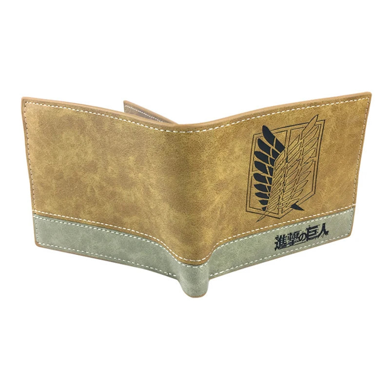 12*10cm | High quality Attack on Titan leather wallet, featuring the iconic logo of the series. A stylish and functional accessory for anime fans 