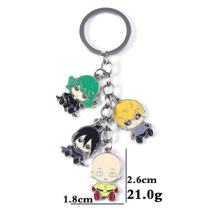 One Punch Man Keychain | Metal keychain with pendants of Saitama, Genos and the S-class heroes. Ideal for fans, perfect for personalizing your accessories. A practical and stylish gift