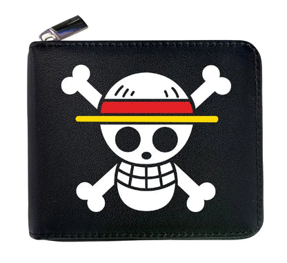 12*10cm Portefeuille en Cuir à Fermeture Zip One Piece. Ce portefeuille en cuir arbore les initiales des personnages emblématiques de One Piece, alliant style et fonctionnalité