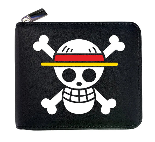 12*10cm Portefeuille en Cuir à Fermeture Zip One Piece. Ce portefeuille en cuir arbore les initiales des personnages emblématiques de One Piece, alliant style et fonctionnalité