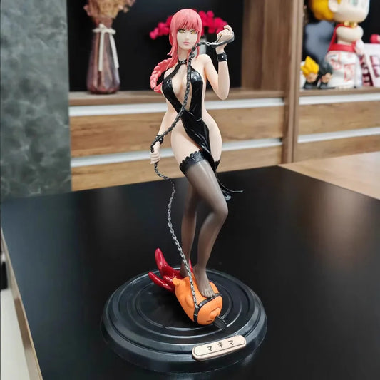 28cm Statue GK Chainsaw Man | Makima en Tenue Sexy, modèle détaillé avec Pochita, parfait pour les collectionneurs et fans d'anime. Idéal comme décoration ou cadeau