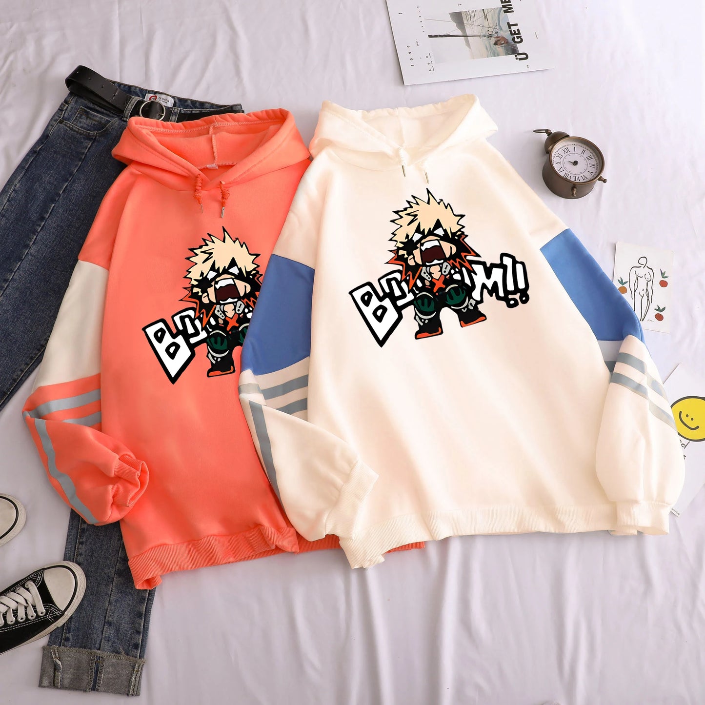 Sweat à Capuche My Hero Academia | Sweat graphique unisexe avec impression Bakugo, style décontracté et oversized. Parfait pour les fans d'anime et le streetwear Harajuku