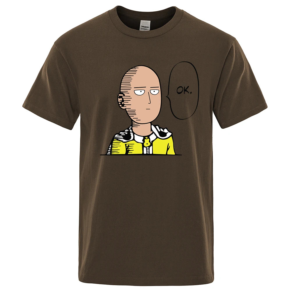 One Punch Man Oversized T-Shirt | Soft cotton t-shirt with One Punch Man "OK" print. Casual hip-hop design, perfect for summer. Ideal for anime fans