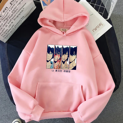 Solo Leveling Hoodie for Men and Women. This fleece pullover is perfect for fall and winter, a must-have for manga fans.