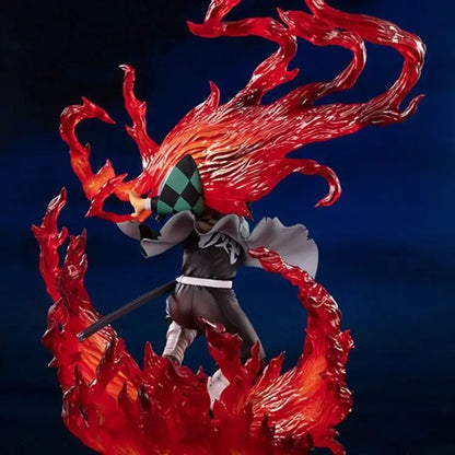 24cm Demon Slayer Figure | Figure representing Tanjiro and Nezuko Kamado using the Demon Blood Art. This figure is ideal for fans and collectors of Kimetsu no Yaiba 