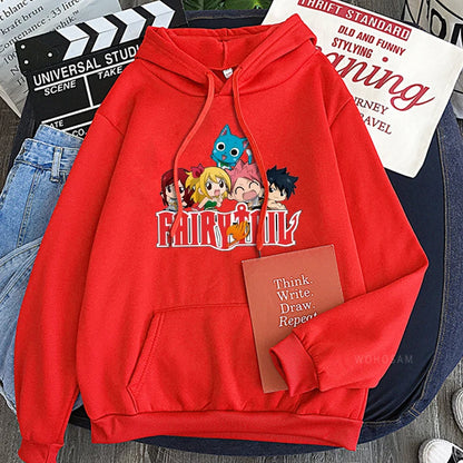 Fairy Tail Japan Anime Harajuku Hoodies Winter Casual Pullover Happy/Natsu Dragneel/Gray Fullbuster Manga Long Sleeve Sweatshirt