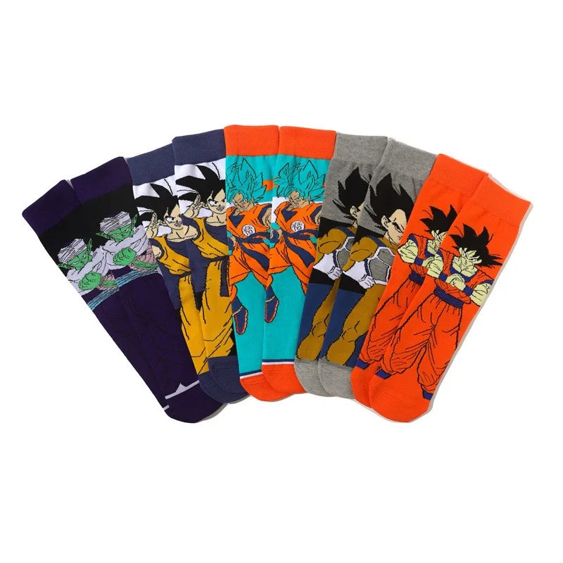 Chaussettes Dragon Ball  | Chaussettes en coton longues et respirantes avec imprimé des personnages de DBZ. Style hip-hop, idéales pour les amateurs de skateboard et les fans de Dragon Ball