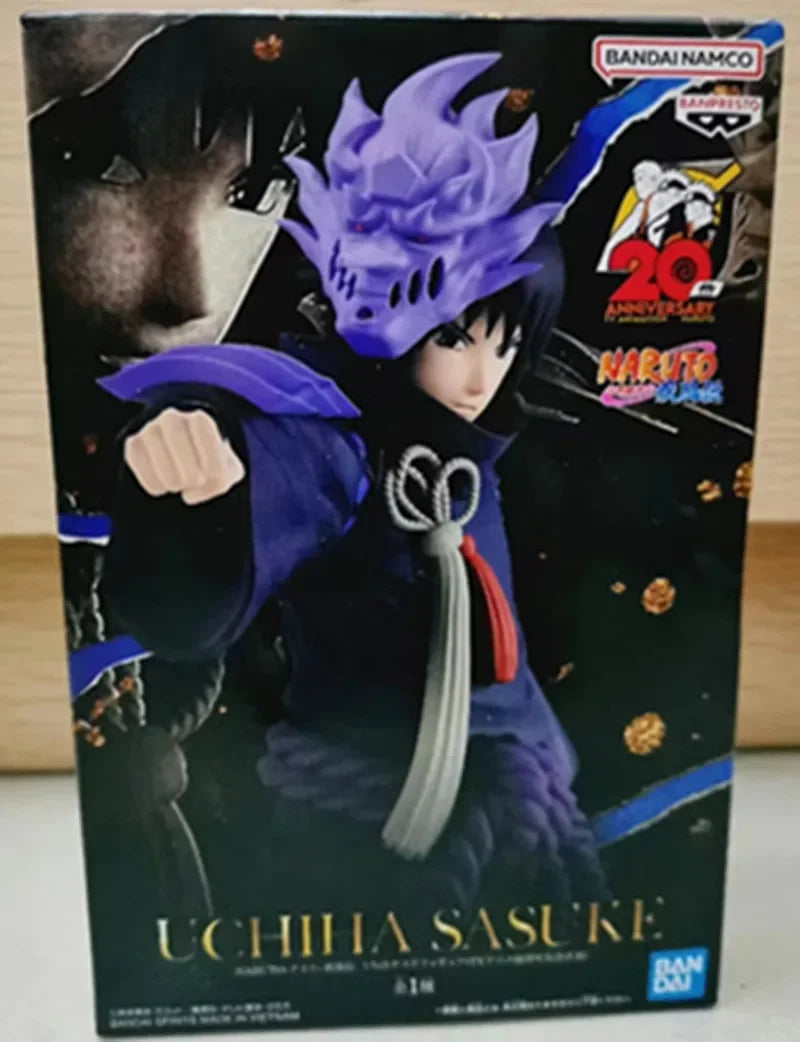 16cm Figurine Bandai Banpresto (édition limitée Naruto 20th Anniversary Clothing) | Figurines représentant Uchiha Sasuke et Uzumaki Naruto, célébrant le 20e anniversaire de Naruto Shippûden. Modèles détaillés, parfaits pour les fans et les collectionneurs