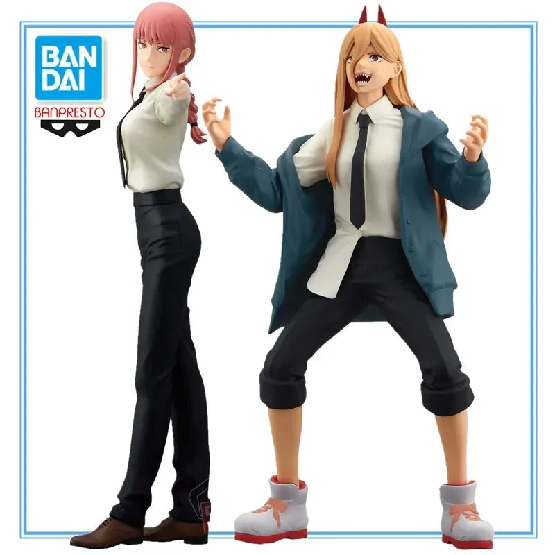 23cm Figurine Originale Bandai Banpresto (édition GLITTER & GLAMOURS) Chainsaw Man | Modèle détaillé en PVC de Makima et Power signé Banpresto. Idéal pour les collectionneurs et comme cadeau d'anniversaire