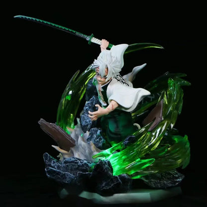 Figura Demon Slayer de 30 cm | Figura detallada que representa a Sanemi Shinazugawa, la Columna del Viento, con efectos de luz. Perfecto para coleccionistas y fanáticos de Demon Slayer. 