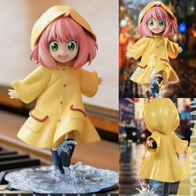 13cm Figurine SPY×FAMILY | Figurine représentant Anya Forger en tenue de pluie, dans un style kawaii. Idéale pour les fans de SPY×FAMILY, cette figurine mignonne est parfaite pour les collectionneurs, les enfants, ou comme cadeau original