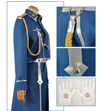 Roy Mustang complete military uniform with jacket, pants and apron. Perfect for cosplay or events