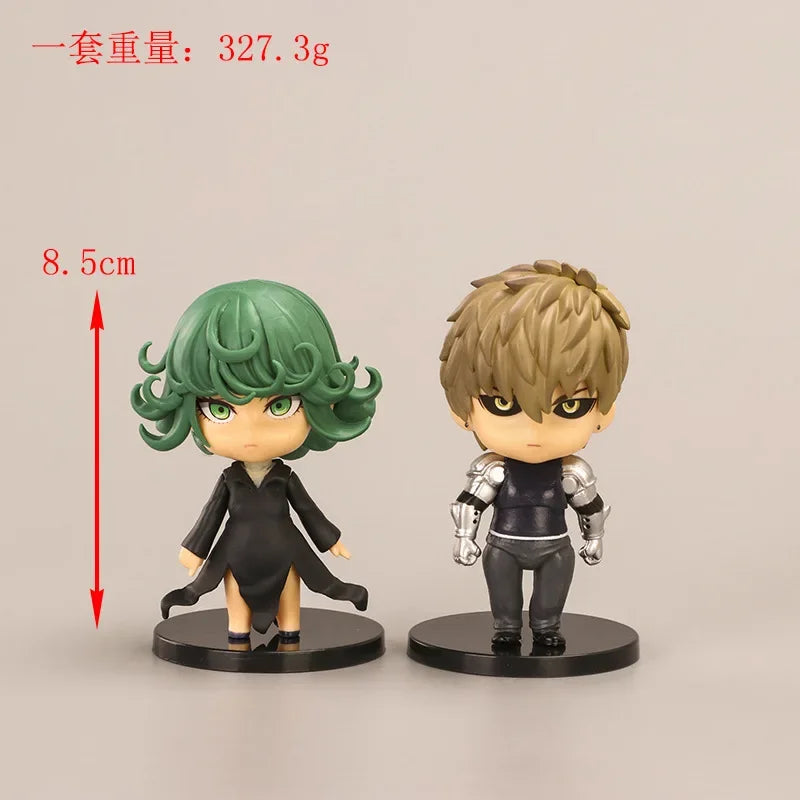 Set of 5 PVC mini figures representing Saitama, Genos, Fubuki and Garoh in an adorable version. Perfect for fans and collectors, ideal as a gift or decoration