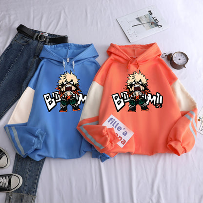 Sweat à Capuche My Hero Academia | Sweat graphique unisexe avec impression Bakugo, style décontracté et oversized. Parfait pour les fans d'anime et le streetwear Harajuku