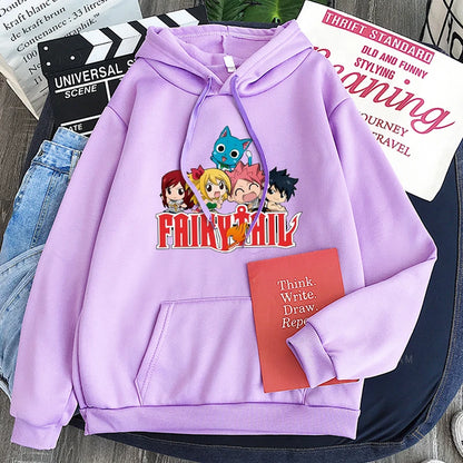 Fairy Tail Japan Anime Harajuku Hoodies Winter Casual Pullover Happy/Natsu Dragneel/Gray Fullbuster Manga Long Sleeve Sweatshirt