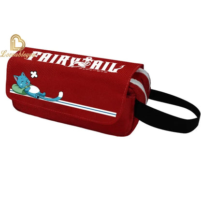 Fairy Tail Large Capacity Pencil Case Canvas School Pen Case Zipper Double Layered Supplies Box Pouch Stationery Toys Gift