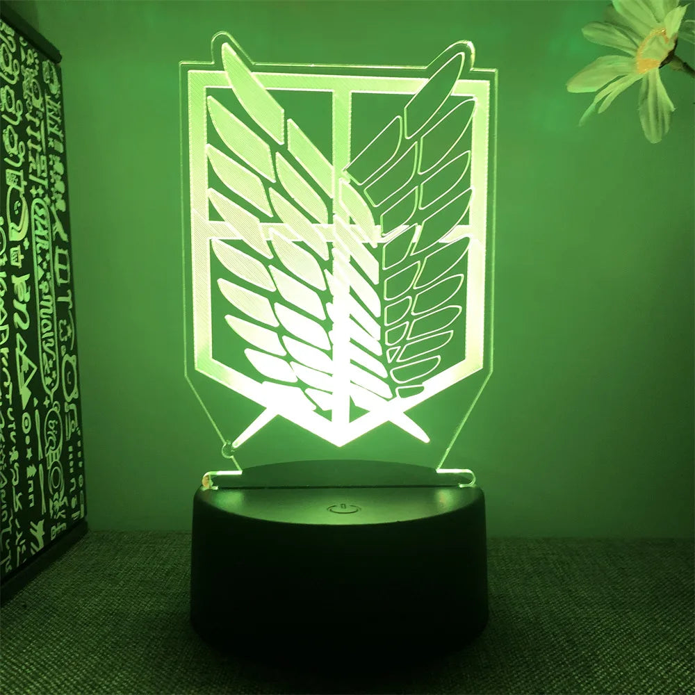 Lampe 3D LED Attack on Titan avec Télécommande | Décoration de Chambre pour Fans et Gamers  Illuminez votre espace avec cette lampe 3D Attack on Titan, parfaite pour décorer la chambre ou animer une soirée entre amis