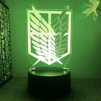 Lampe 3D LED Attack on Titan avec Télécommande | Décoration de Chambre pour Fans et Gamers  Illuminez votre espace avec cette lampe 3D Attack on Titan, parfaite pour décorer la chambre ou animer une soirée entre amis