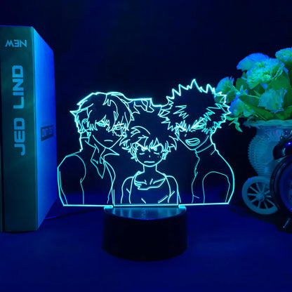 Lampe de chevet 3D LED avec figurine en acrylique My Hero Academia. Fonction tactile, LED colorée. Parfait pour décorer une chambre avec une lumière 3D originale