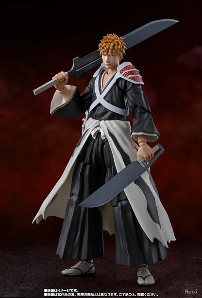 Figura de lejía de 16 cm | Esta figura articulada de Kurosaki Ichigo, inspirada en el arco de la "Guerra de Sangre de los Mil Años" de Bleach. Presenta detalles y articulación cuidadosos para recrear sus poses icónicas. 