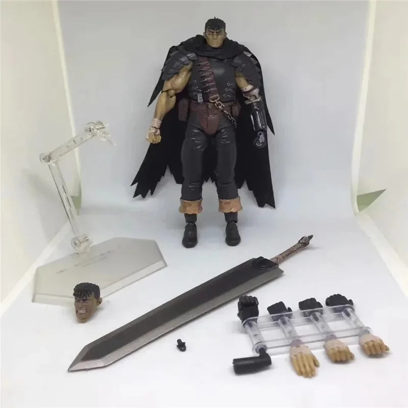 17cm Figurine BANDAI Berserk | Figurine de Guts en version Black Swordsman avec des pièces interchangeables. Modèle en PVC idéal pour les fans et les collectionneurs de Berserk