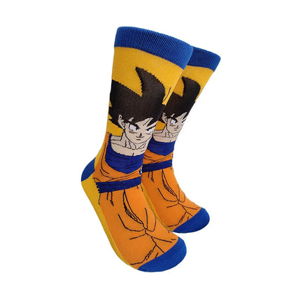 Chaussettes Dragon Ball  | Chaussettes en coton longues et respirantes avec imprimé des personnages de DBZ. Style hip-hop, idéales pour les amateurs de skateboard et les fans de Dragon Ball