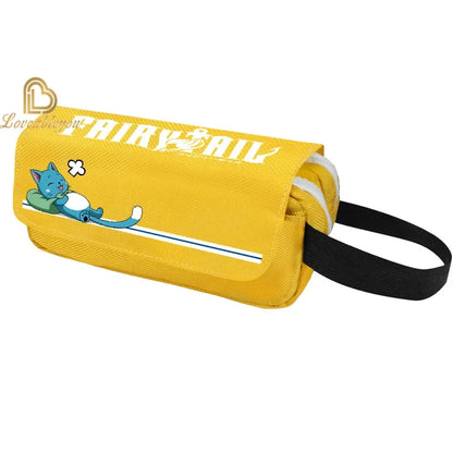 Fairy Tail Large Capacity Pencil Case Canvas School Pen Case Zipper Double Layered Supplies Box Pouch Stationery Toys Gift