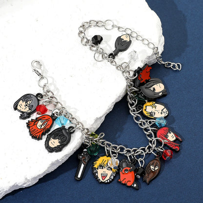 Bracelet Chainsaw Man | Bracelet à breloques avec pendentifs des personnages de Chainsaw Man. Parfait pour les fans de l'anime, cet accessoire stylé est un excellent cadeau pour hommes. Idéal pour compléter une tenue avec une touche d’anime