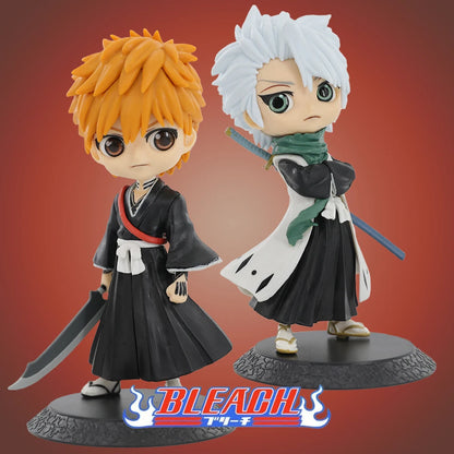 Figura Q de 15cm versión BLEACH | Descubre estas figuras que representan a Ichigo Kurosaki y al Capitán Hitsugaya Toshiro. Ideal para coleccionistas y fanáticos, este modelo detallado es un excelente regalo para niños o entusiastas del anime. 