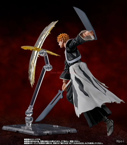 Figura de lejía de 16 cm | Esta figura articulada de Kurosaki Ichigo, inspirada en el arco de la "Guerra de Sangre de los Mil Años" de Bleach. Presenta detalles y articulación cuidadosos para recrear sus poses icónicas. 