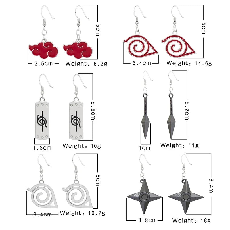 Boucles d'oreilles pendantes Naruto Sharingan Akatsuki, accessoires de cosplay, parfaites pour fêtes, cadeau pour hommes et femmes