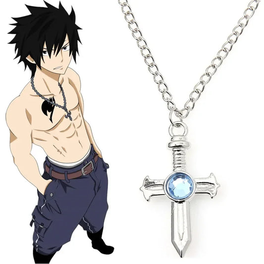 Anime Fairy Tail Cross Necklace Pendant Cosplay Custome Metal Choker Jewelry Props Unisex Accessories