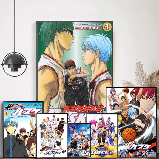 Pósteres de Anime japonés Kuroko sin cesta, pegatina de papel blanco adhesiva, decoración para habitación, Bar, cafetería, Kawaii