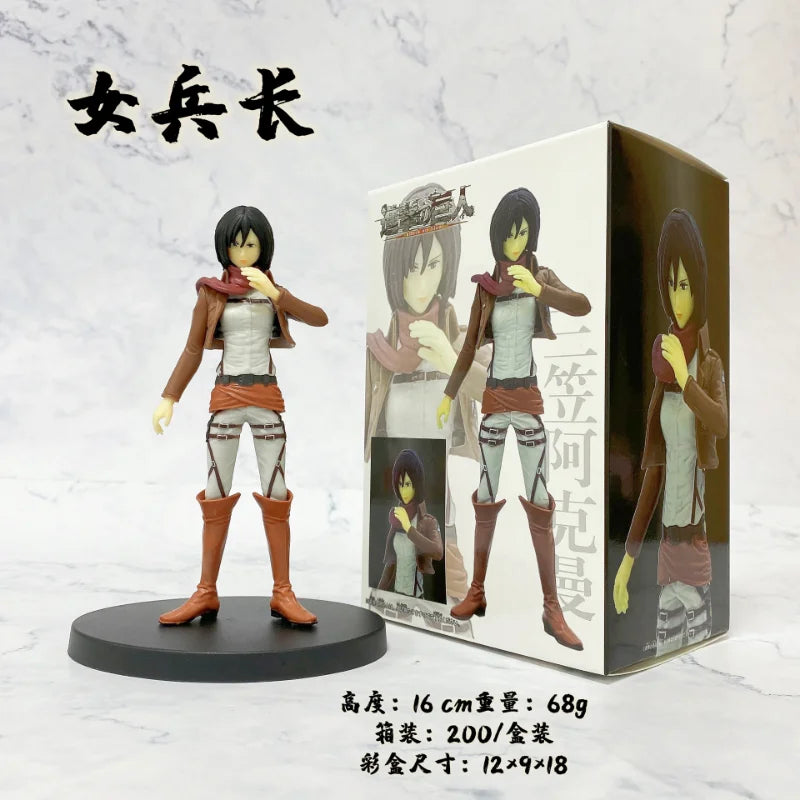 16cm Figurines Attack on Titan | Figurines de collection représentant Eren, Mikasa et Levi de Attack on Titan. Idéal pour les fans et les collectionneurs, ces modèles détaillés apportent l'univers de l'anime dans votre espace