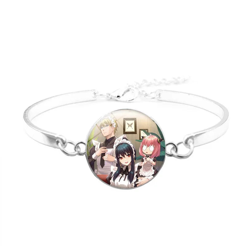 Pulsera ESPÍA×FAMILIAR | Pulsera de aleación inspirada en los personajes de Anya, Yor y Crepúsculo. La pulsera es ideal para los fans del anime, perfecta como accesorio de cosplay o como regalo. 