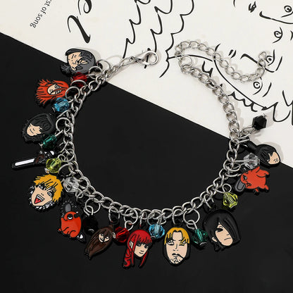 Bracelet Chainsaw Man | Bracelet à breloques avec pendentifs des personnages de Chainsaw Man. Parfait pour les fans de l'anime, cet accessoire stylé est un excellent cadeau pour hommes. Idéal pour compléter une tenue avec une touche d’anime