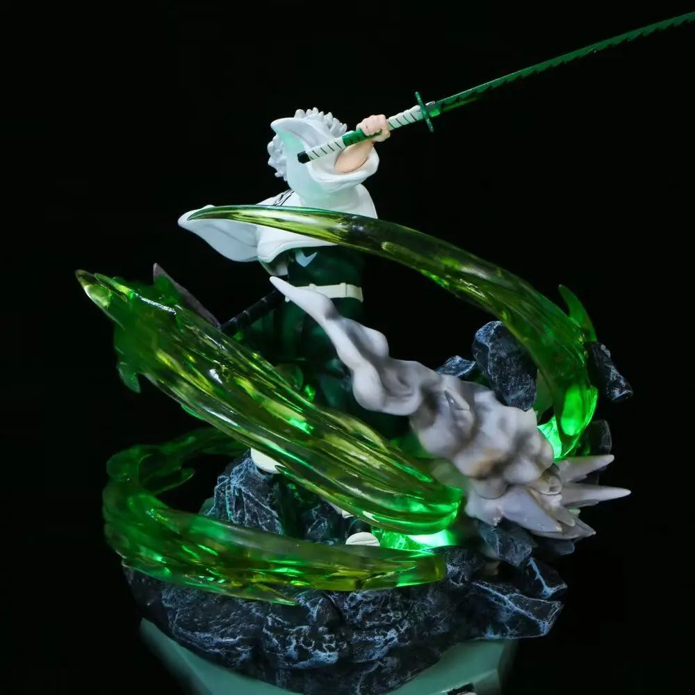 Figura Demon Slayer de 30 cm | Figura detallada que representa a Sanemi Shinazugawa, la Columna del Viento, con efectos de luz. Perfecto para coleccionistas y fanáticos de Demon Slayer. 