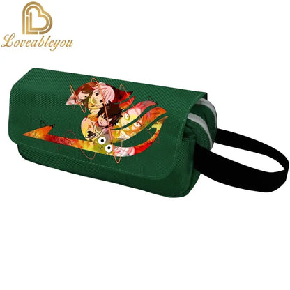 Fairy Tail Large Capacity Pencil Case Canvas School Pen Case Zipper Double Layered Supplies Box Pouch Stationery Toys Gift