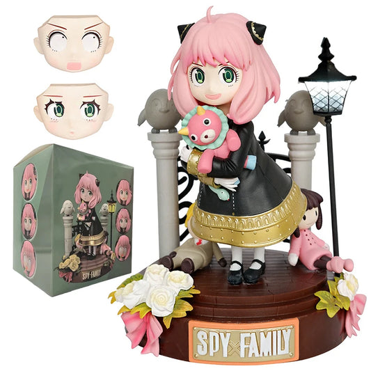 20cm Figurine SPY×FAMILY |  Figurine représentant Anya Forger avec 2 visages interchangeables, modèle de collection Kawaii pour les fans de l'anime